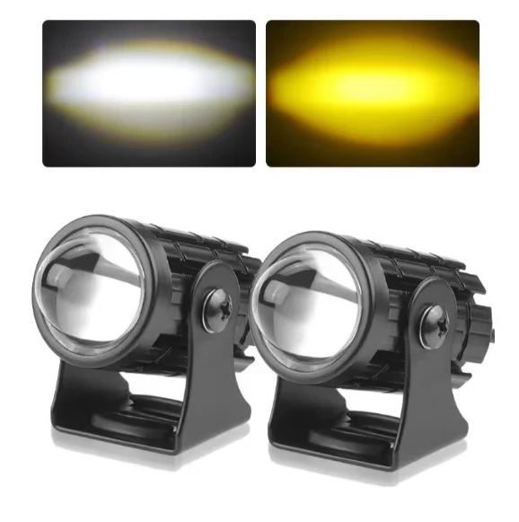 PAR EXPLORADORAS PREMIUM MINI DRIVING DUAL COLOR + SUICHE CARRO Y MOTO LUZ BLANCA Y AMARILLA